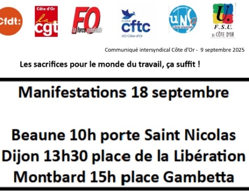 CP intersyndical Côte d’Or 18 septembre 2025