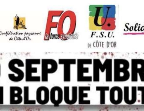 Communiqué de presse de l’intersyndicale de Côte-d’Or : « Le 10 septembre, en grève et dans l’action pour tout bloquer »
